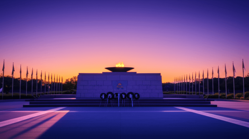 War memorial at dusk