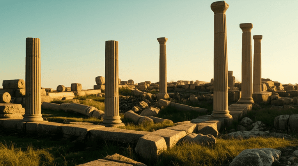 Ancient ruins at golden hour