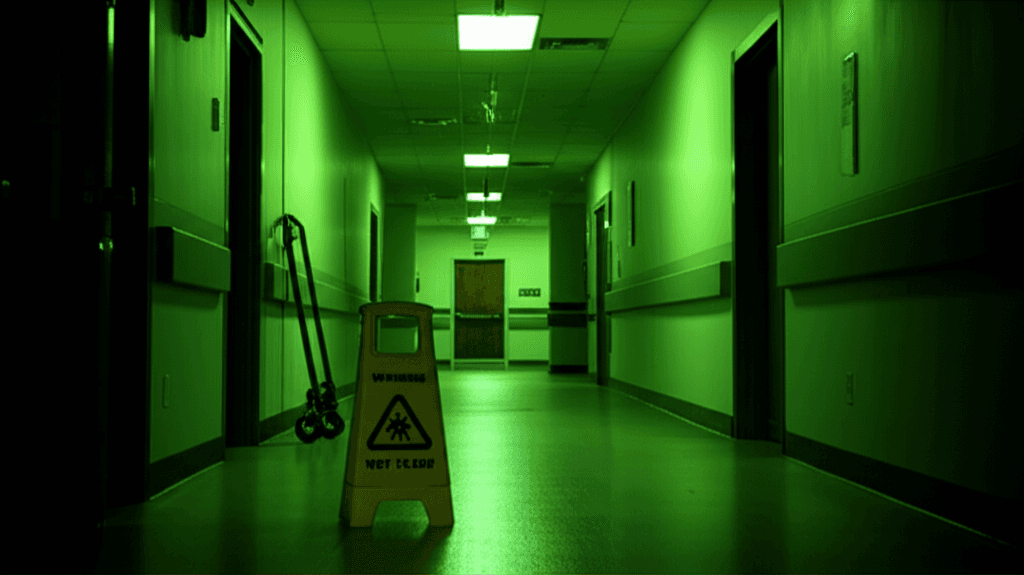 Hospital corridor at night