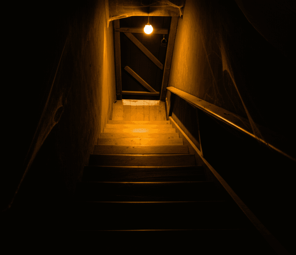 Basement stairs descent