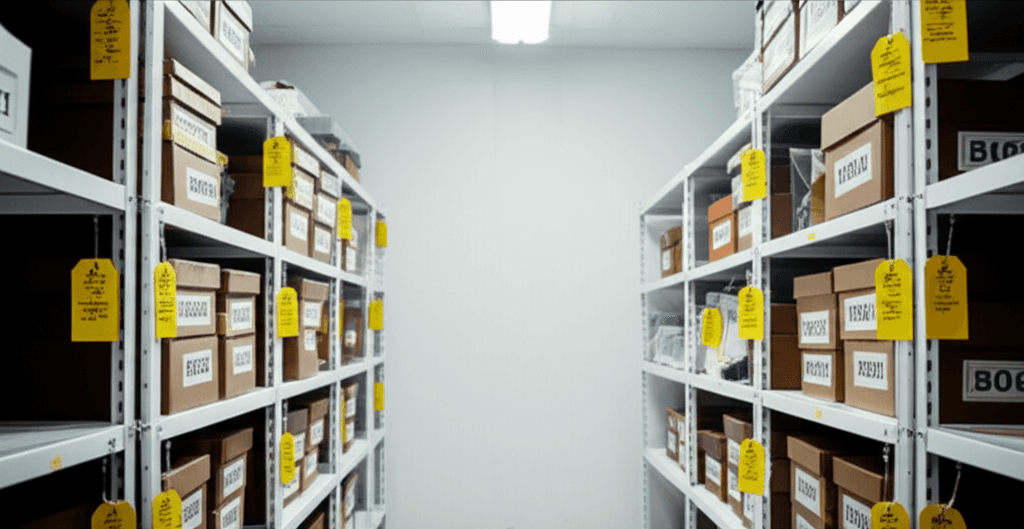 Evidence locker with numbered boxes