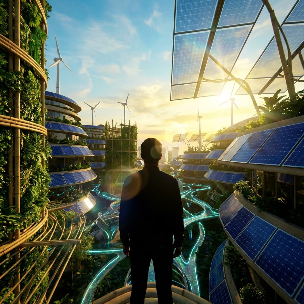 Solarpunk still preview: Green utopia, sustainable future